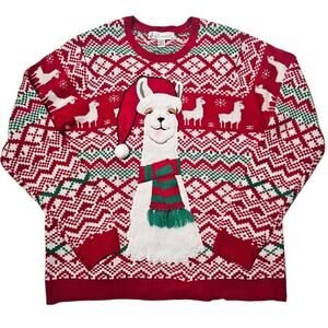 Jolly Sweaters size XL Drunk Tipsy High Llama fair isle ugly Christmas sweater